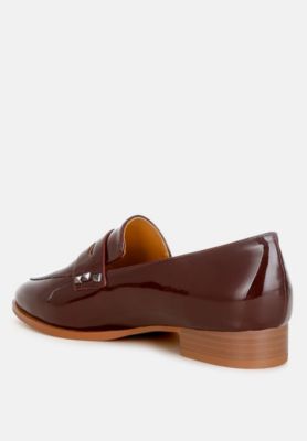 London Rag Womens Winged Patent Pleather Penny Loafers