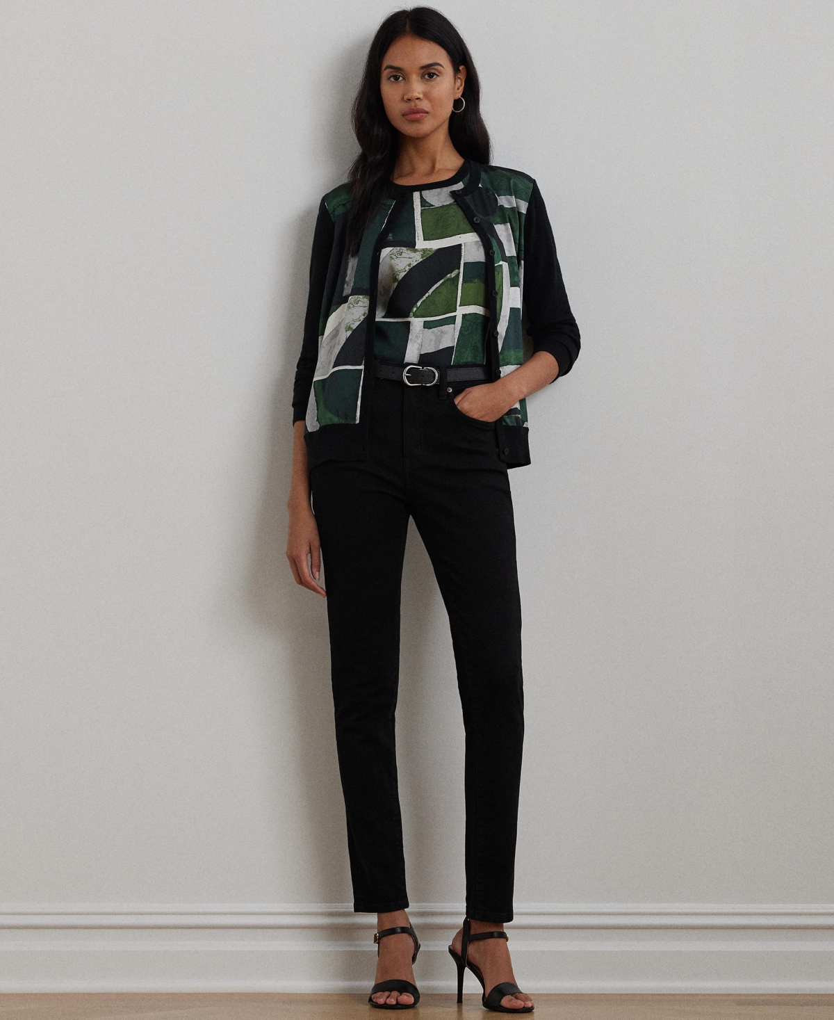 Lauren Ralph Lauren Women's Geo-Print Cotton-Blend Cardigan, Regular & Petite