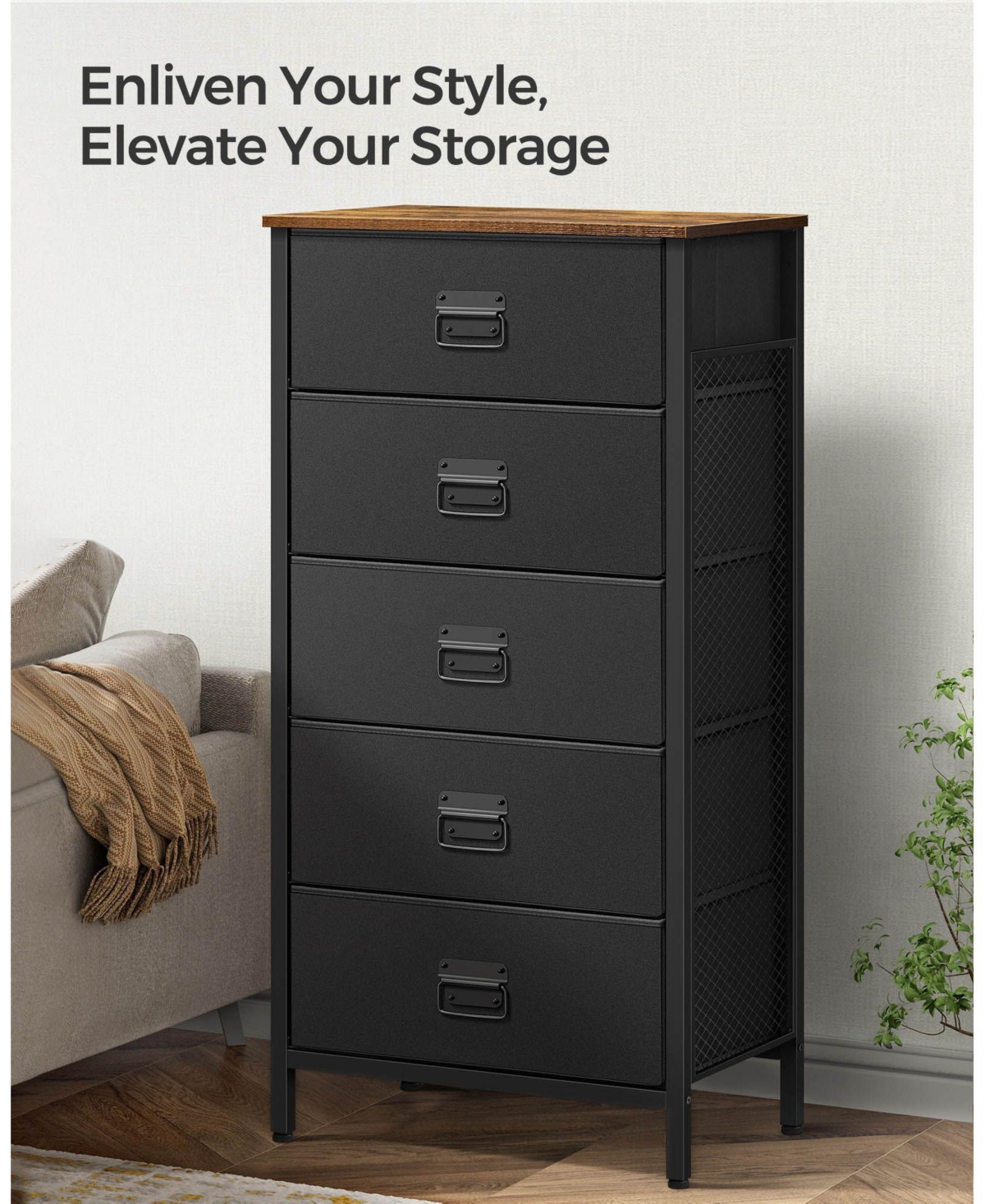 Slickblue Bedroom Dresser Versatile Storage Organizer for a Neat and Stylish Space With 5 Drawers
