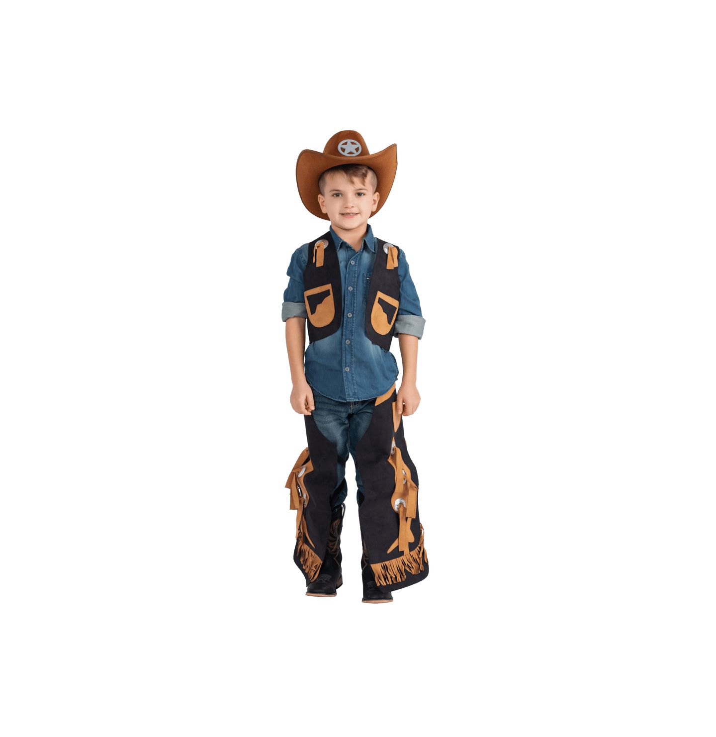 Детский жилет Dress Up America Cowboy Chaps and Vest Child Costume Boys/Girls, цвет: Чёрный — фото 1