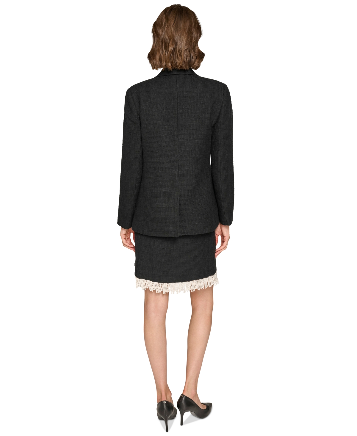 Karl Lagerfeld Paris Women's Pearl-Trim Tweed Blazer