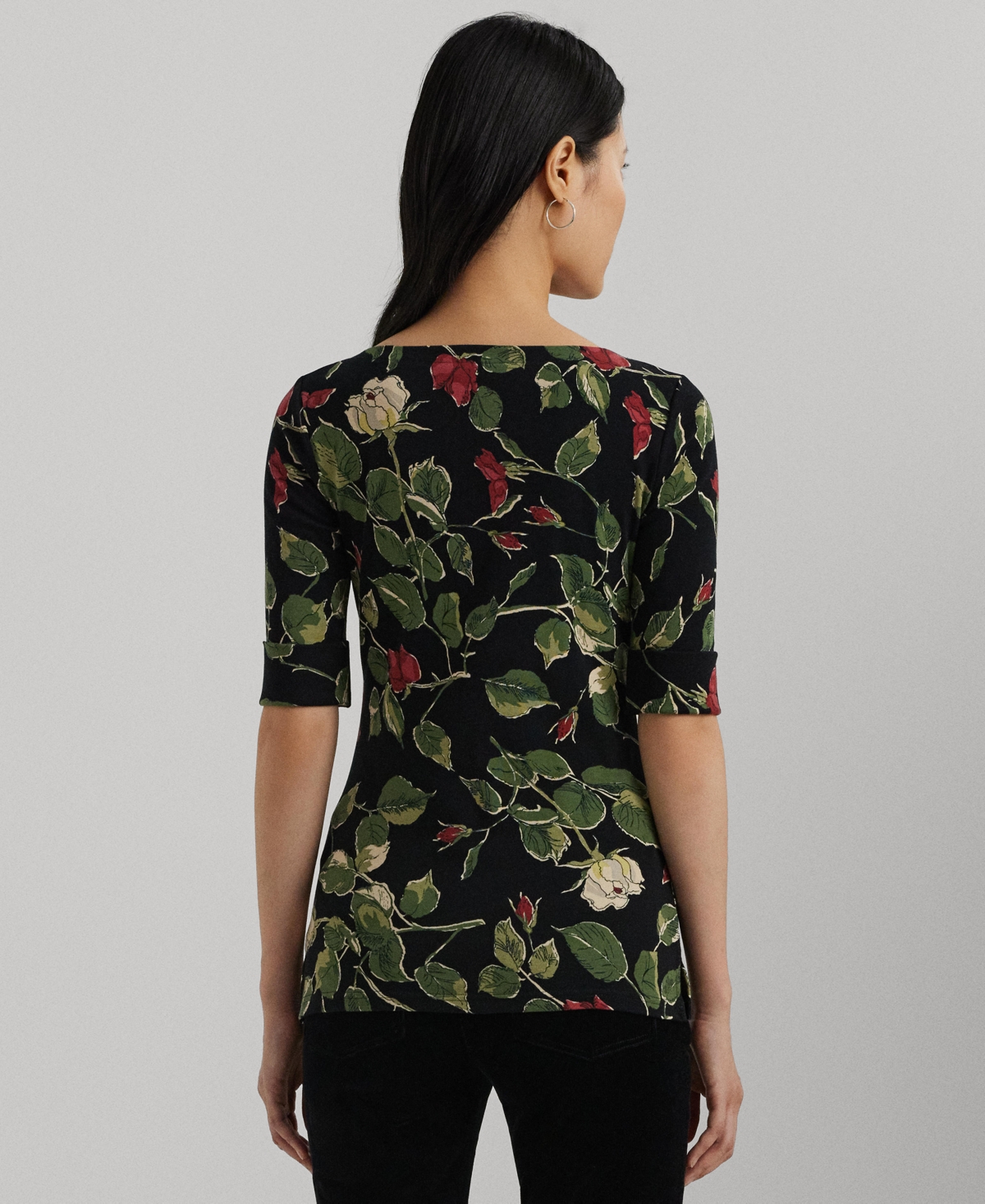 Lauren Ralph Lauren Women's Floral Stretch Cotton Boatneck Tee