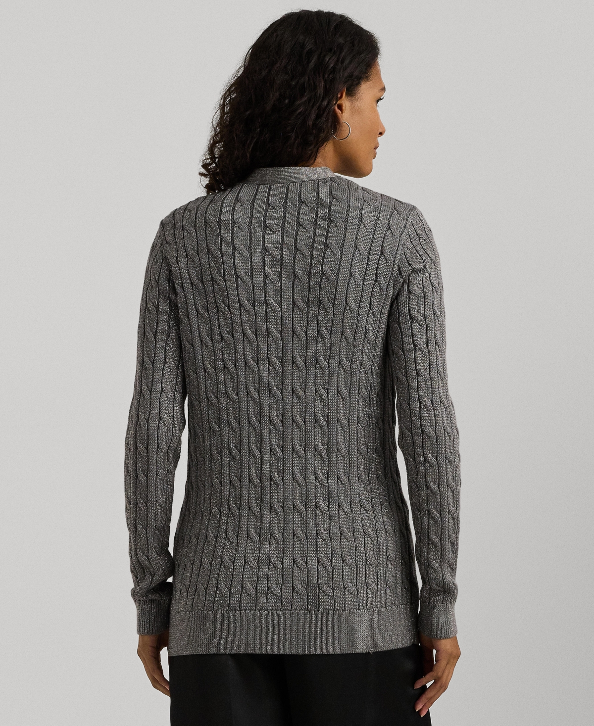 Lauren Ralph Lauren Women's Metallic Cable-Knit Cardigan