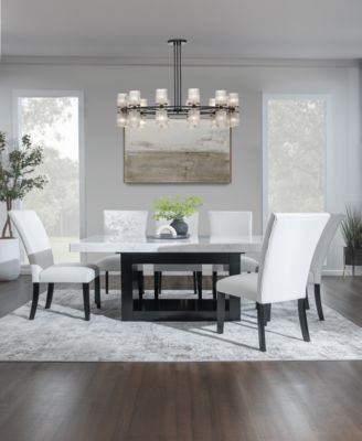 Kellet 7 Pc. Rectangular Marble Dining Set (Table & 6 Side Chairs), Created for Macy's