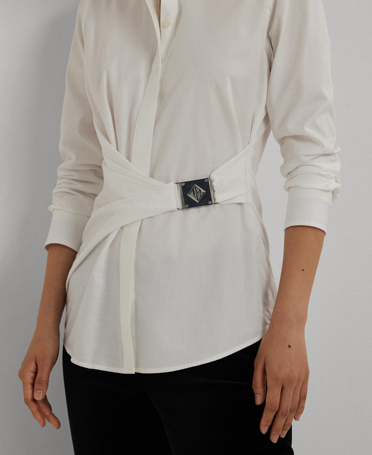 Lauren Ralph Lauren Women's Buckle-Trim Cotton Broadcloth Shirt