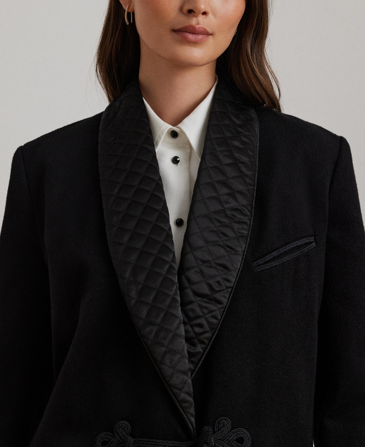 Lauren Ralph Lauren Women's Quilted-Satin-Trim Wool-Blend Coat