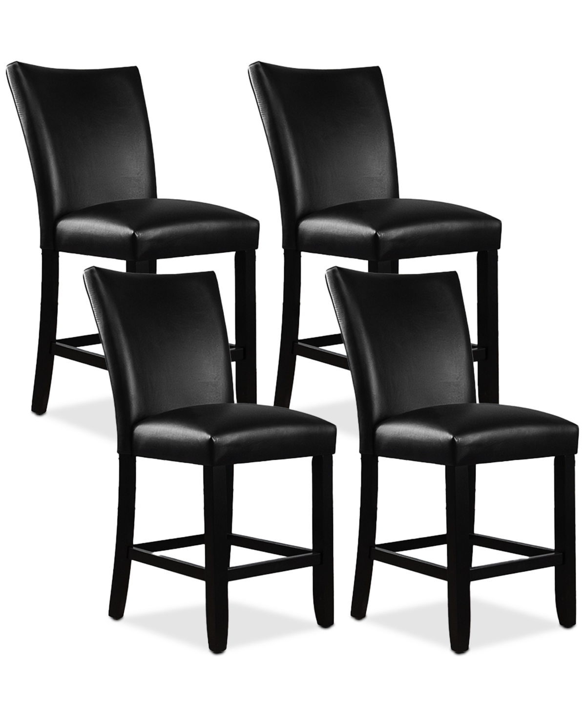 Macy's Kellet 4 Pc. Faux Leather Counter Height Chair Set In Black