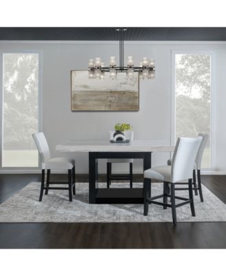 Furniture - Kellet 5 Pc. Rectangular Marble Dining Set (Counter Height Table & 4 Side Chairs)