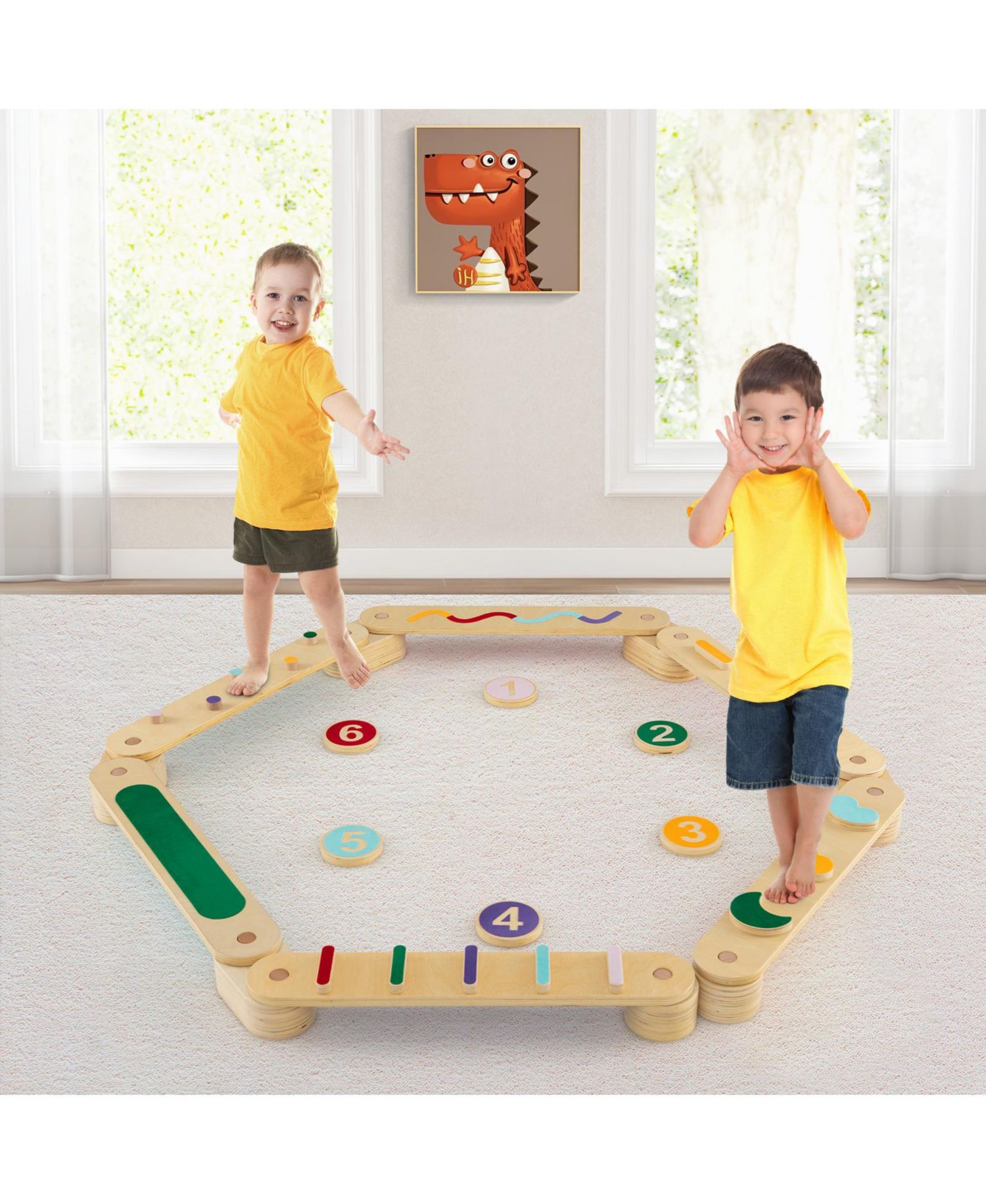 Baby Wooden Obstacle Balance Beams and Stepping Stones, 19-Piece Set