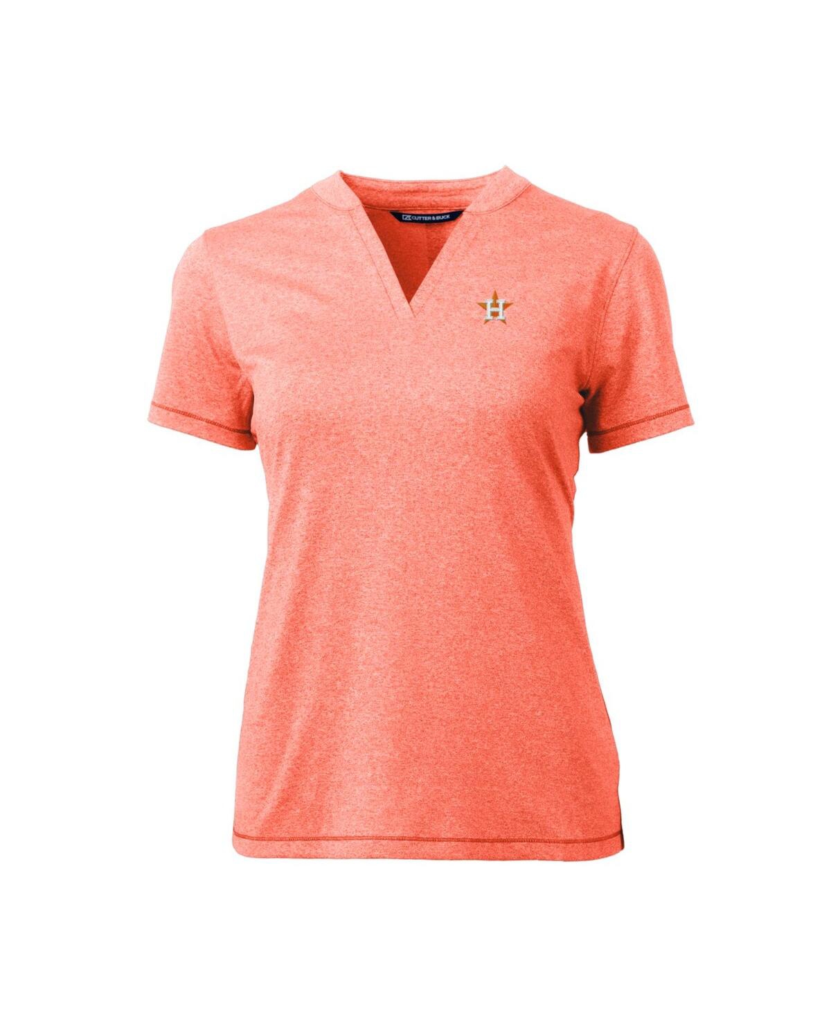 CUTTER & BUCK WOMEN'S HEATHER ORANGE HOUSTON ASTROS DRYTEC FORGE STRETCH V-NECK BLADE TOP 
