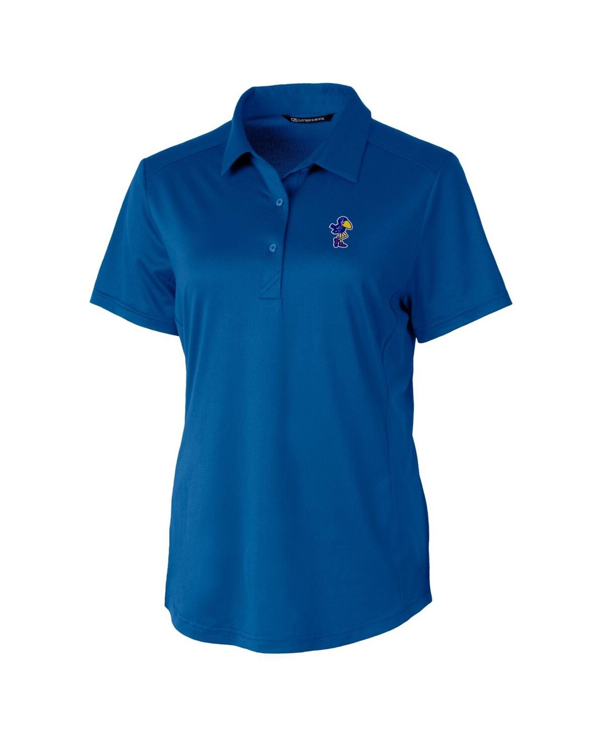 CUTTER & BUCK WOMEN'S ROYAL KANSAS JAYHAWKS VAULT PROSPECT TEXTURED STRETCH POLO 