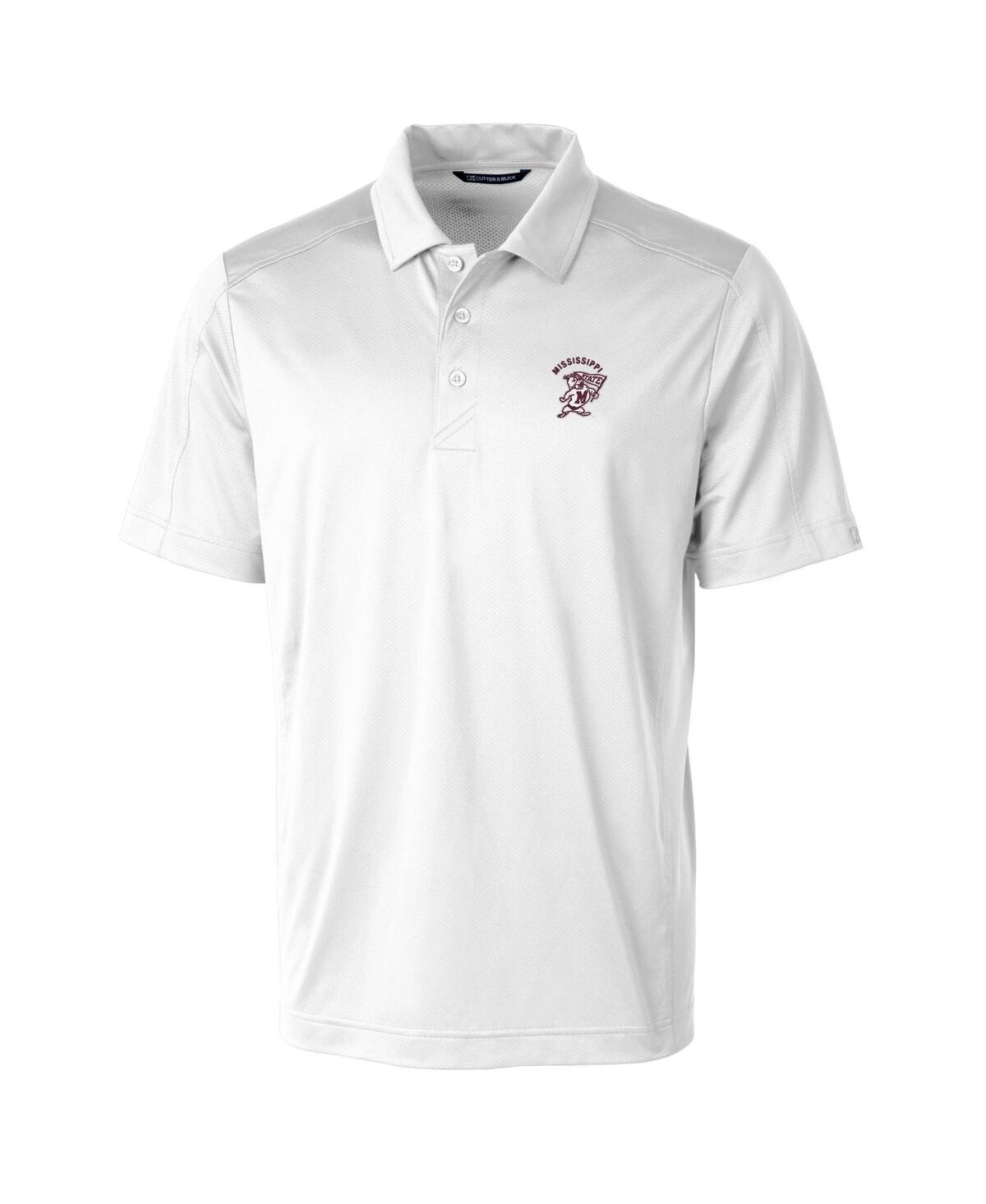 Cutter & Buck Mississippi State Bulldogs Primary Team Logo Prospect Textured Stretch Polo In White