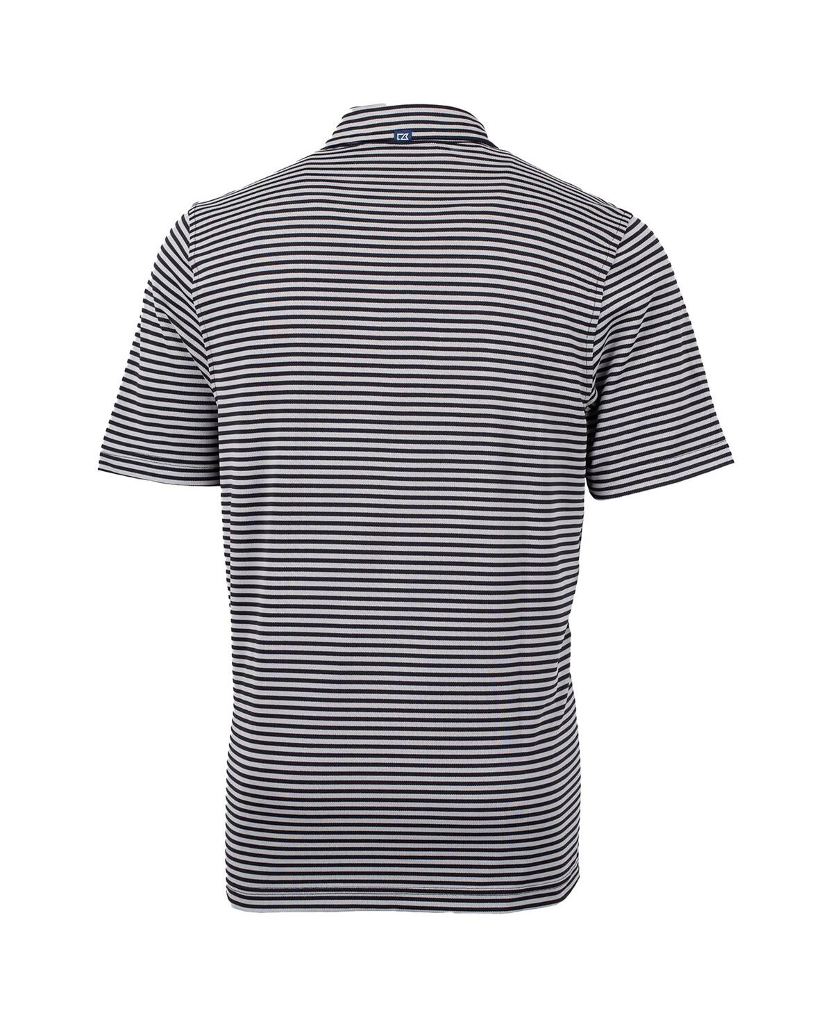 Cutter & Buck Men's Arkansas Razorbacks Throwback Logo Virtue Eco Pique Stripe Polo In Black