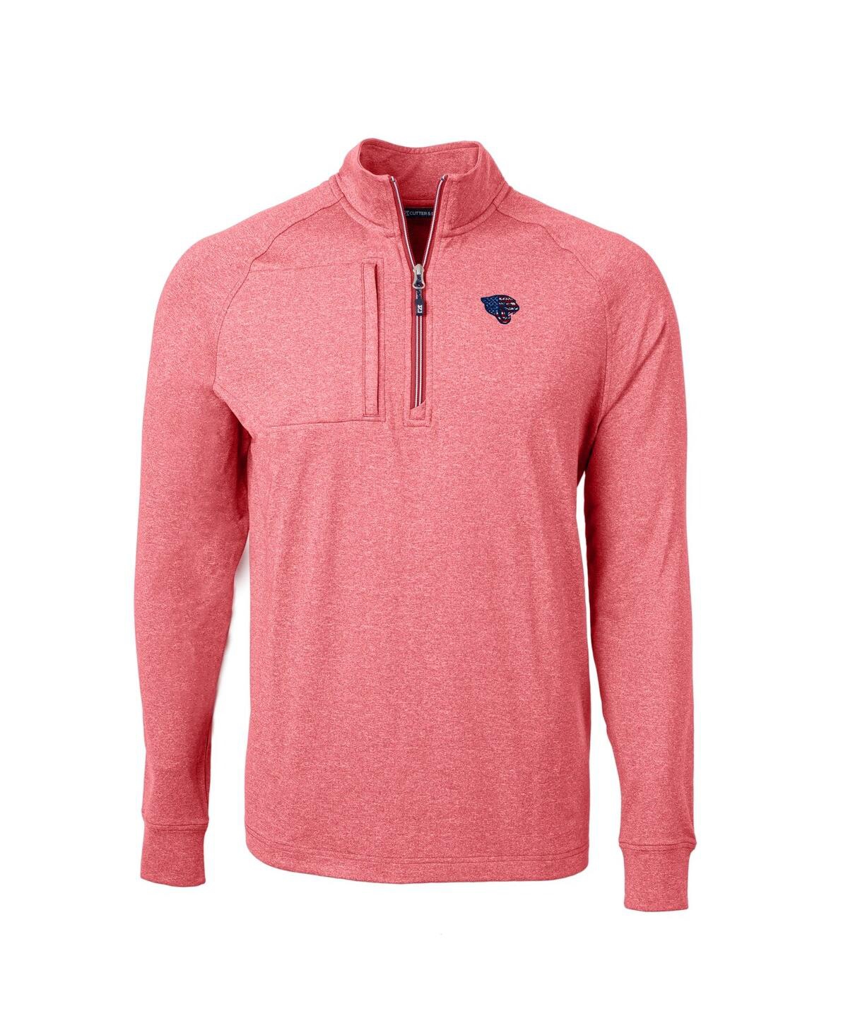 Cutter & Buck Men's Heather Red Jacksonville Jaguars Adapt Eco Knit Quarter-zip Pullover Top In Heather Red