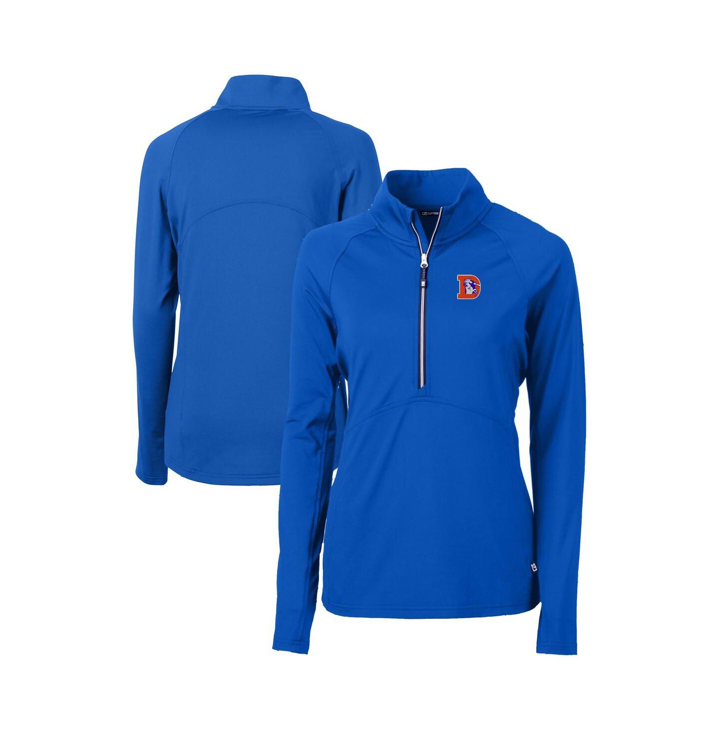 Женский свитер Cutter & Buck Royal Denver Broncos Throwback Logo Adapt Eco Knit Stretch Half-Zip Pullover Top — фото 1