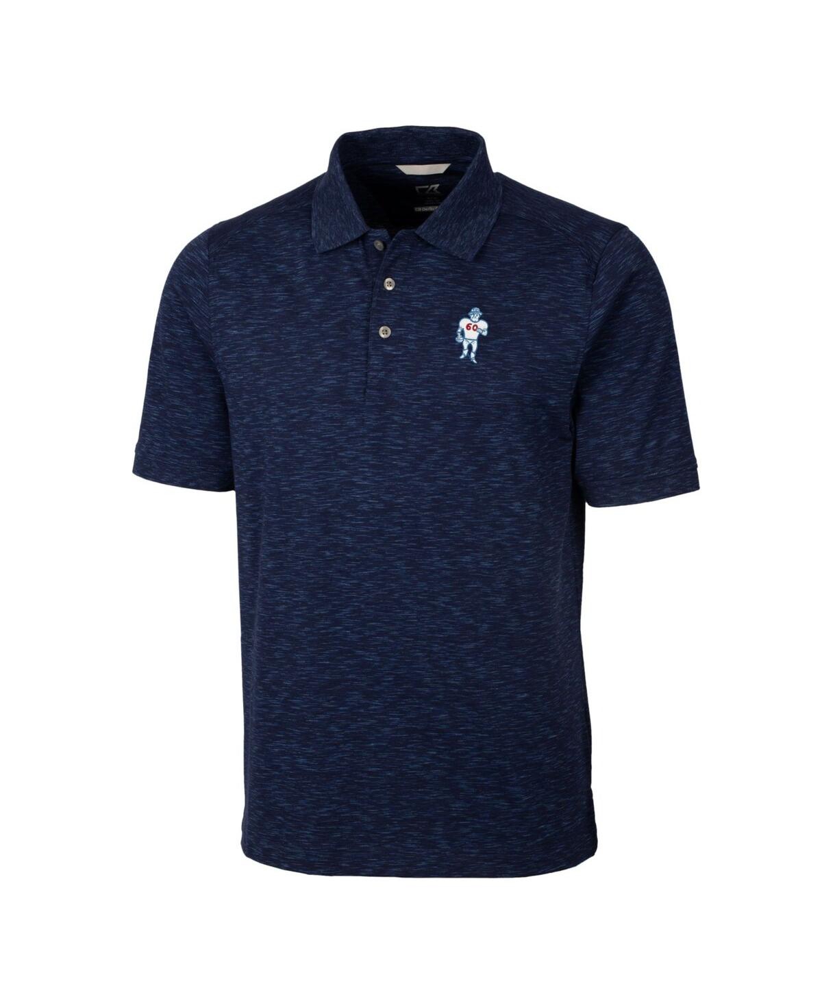 Cutter & Buck Men's Navy Houston Oilers Advantage Tri-blend Space Dye Throwback Polo In Navy