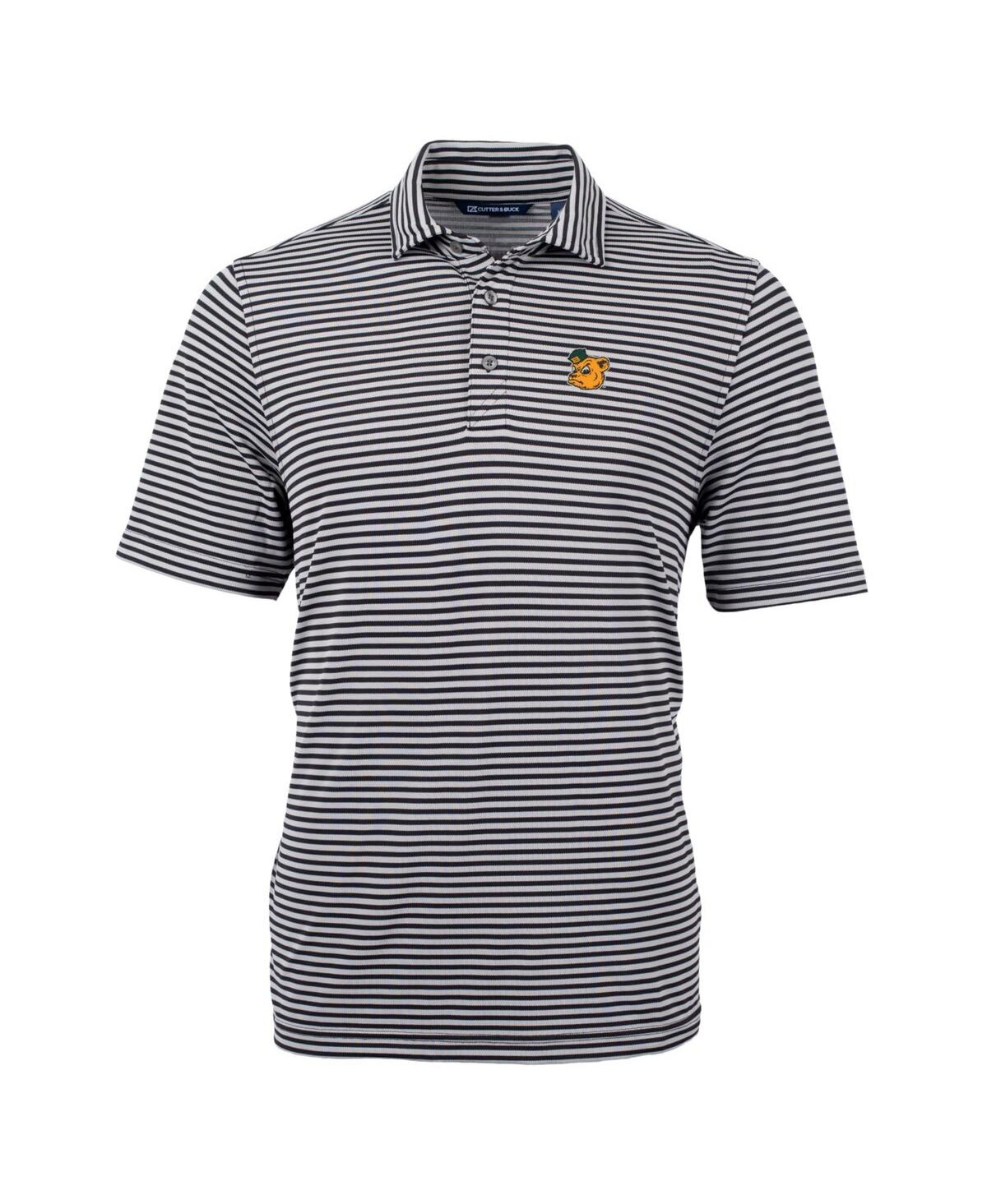 Cutter & Buck Men's Baylor Bears Throwback Logo Virtue Eco Pique Stripe Polo In Black