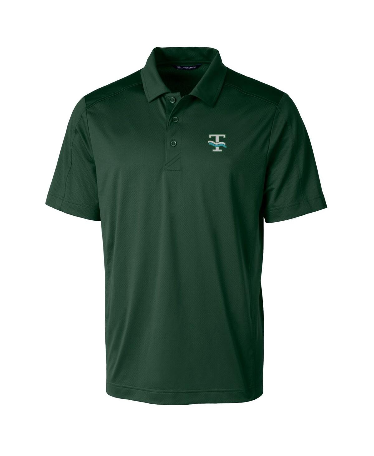 Cutter & Buck Tulane Wave Primary Team Logo Prospect Textured Stretch Polo In Green