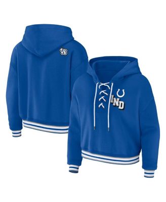 Women's Royal Indianapolis Colts Plus Size Lace-Up Pullover Hoodie