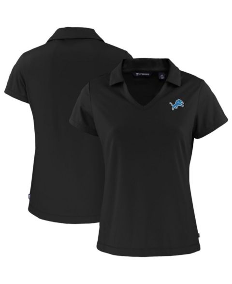 Женское поло Cutter & Buck Black Detroit Lions Primary Mark Daybreak Eco V-Neck Polo