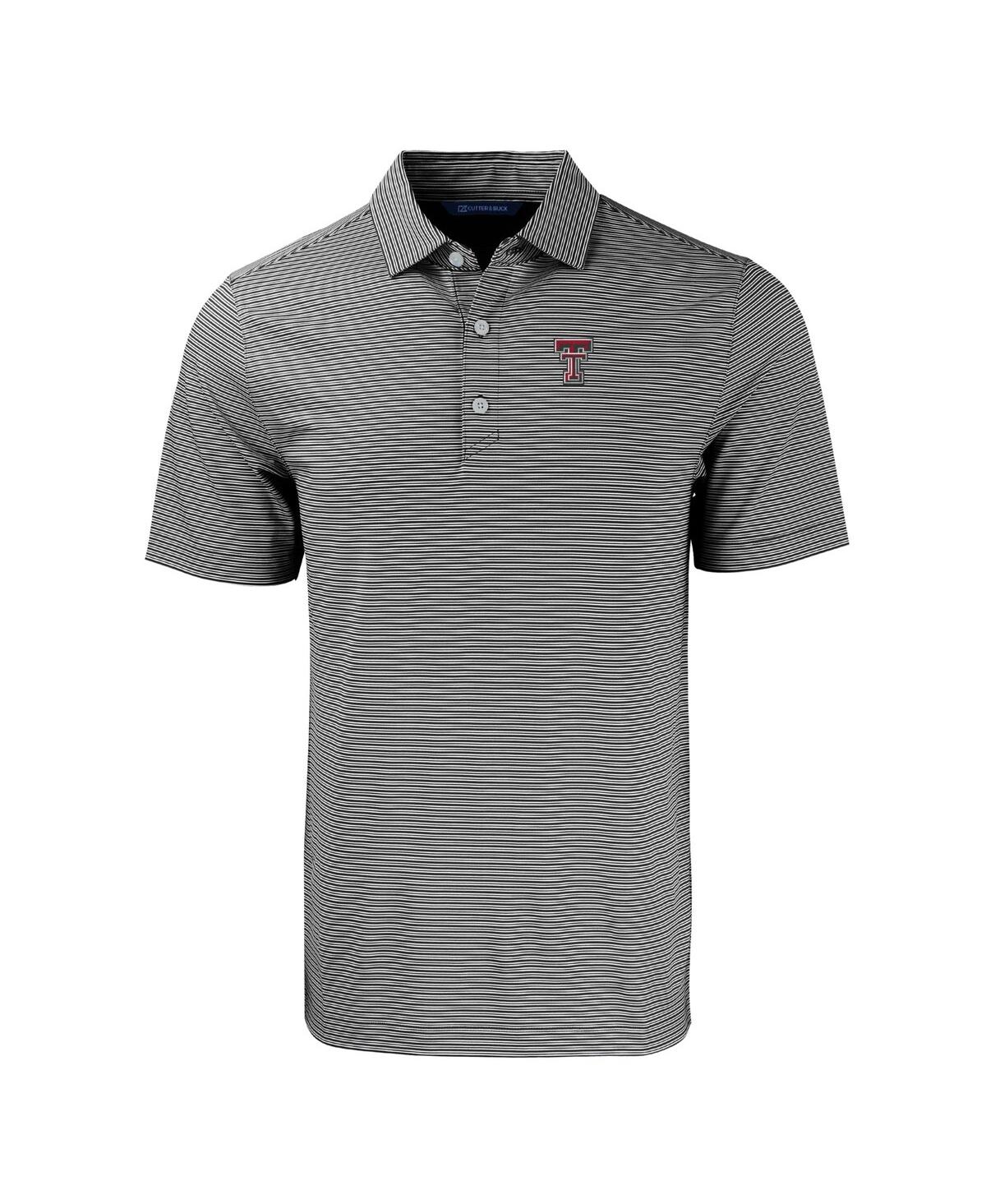 Cutter & Buck Men's Texas Tech Red Raiders Forge Eco Double Stripe Stretch Polo In Black,white