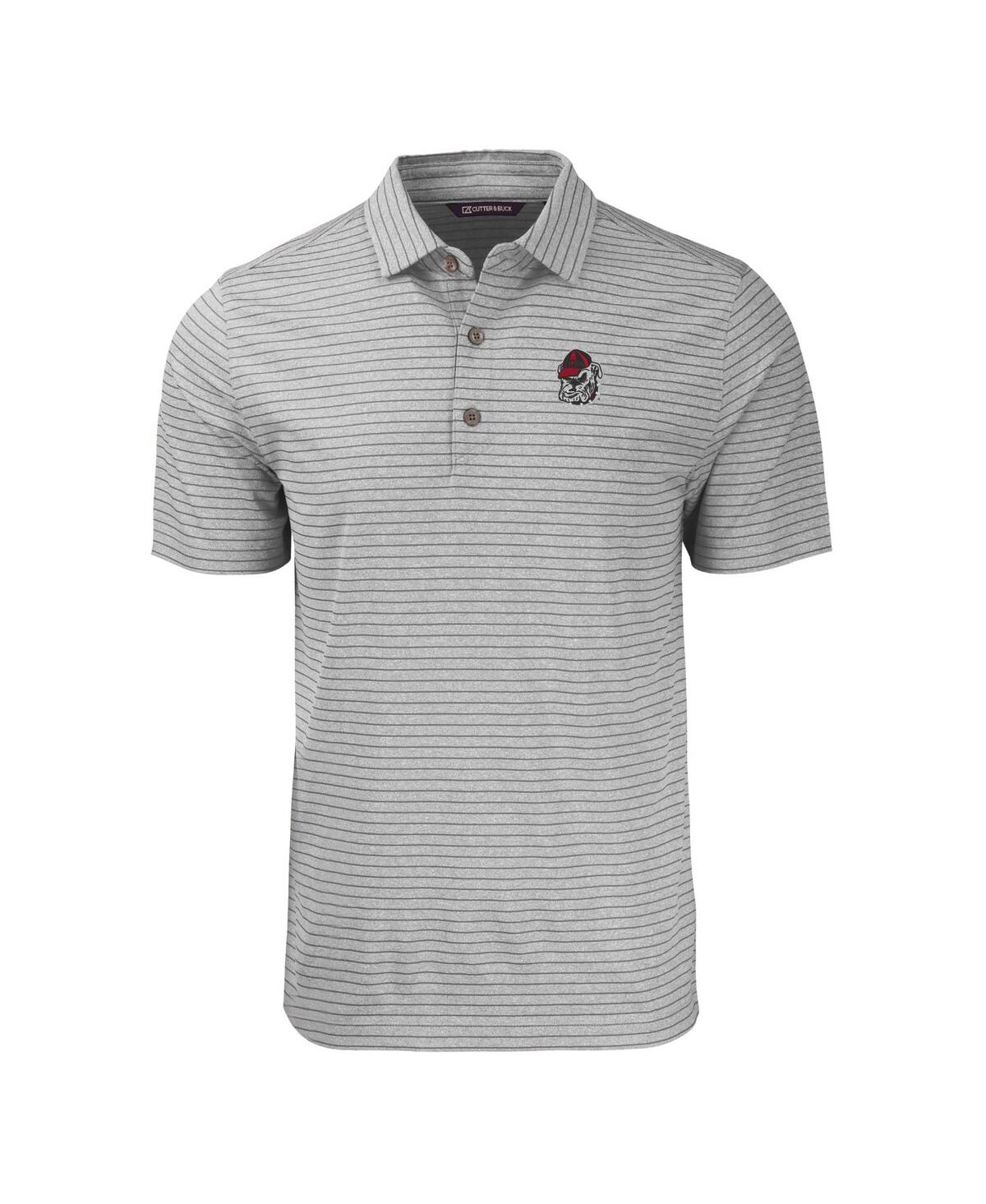 Cutter & Buck Men's Georgia Bulldogs Forge Eco Heathered Stripe Stretch Polo In Heather Gray
