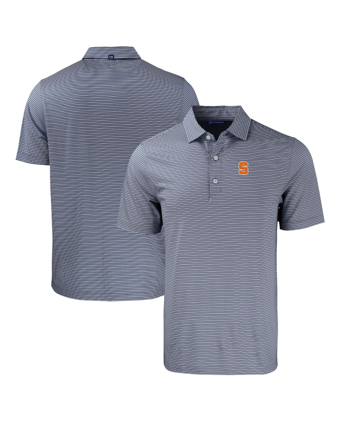 Cutter & Buck Men's Navy/white Syracuse Orange Forge Eco Double Stripe Stretch Polo In Navy,white