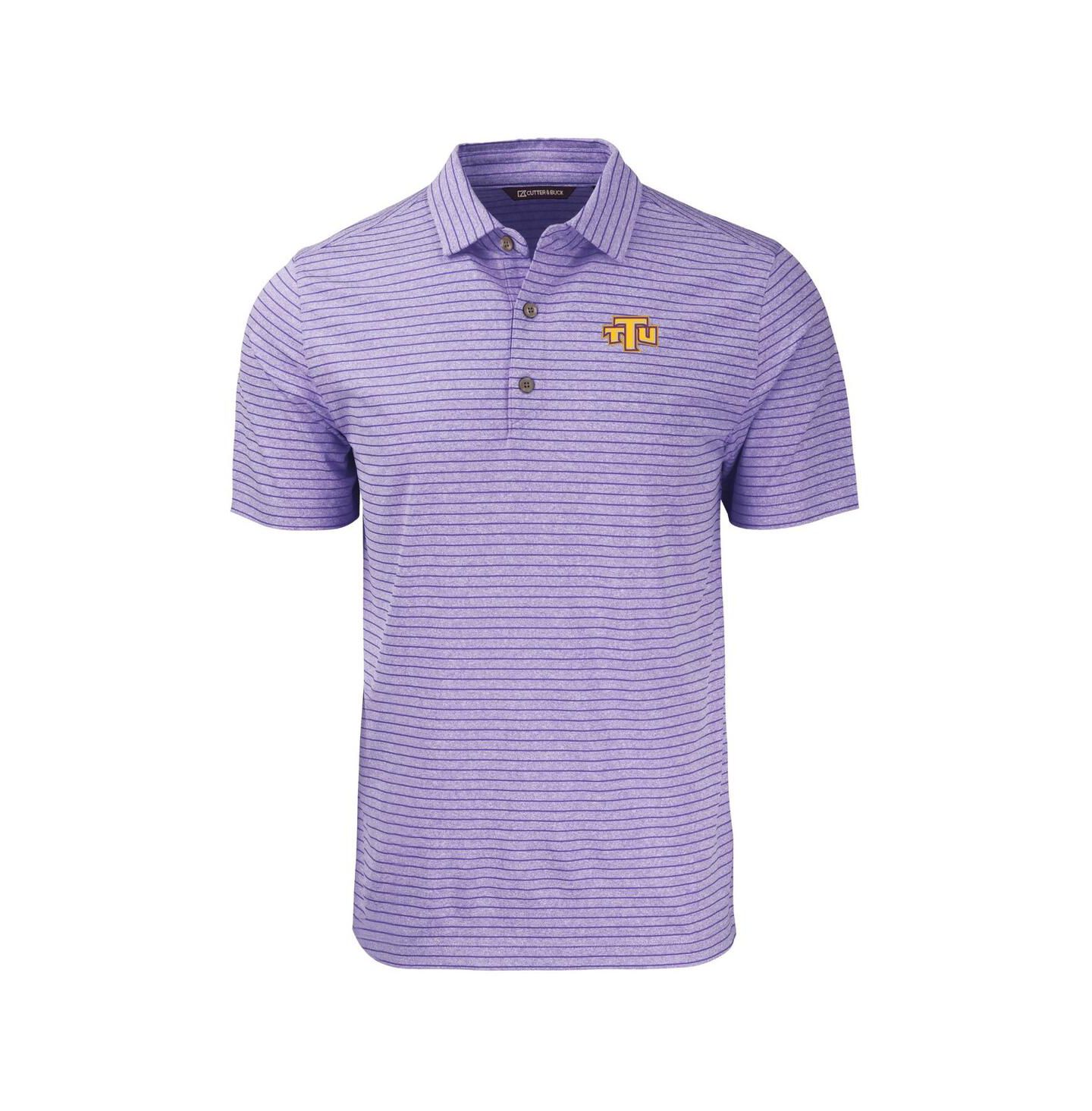 Мужское поло Cutter & Buck Heather Purple Tennessee Tech Golden Eagles Forge Eco Heathered Stripe Stretch Polo — фото 2