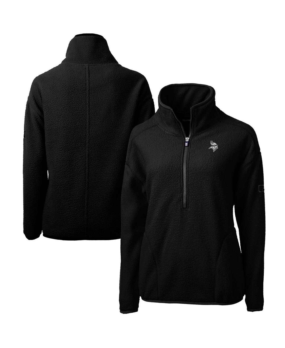 Cutter & Buck Women's Black Minnesota Vikings Cascade Eco Sherpa Fleece Half-zip Jacket In Black