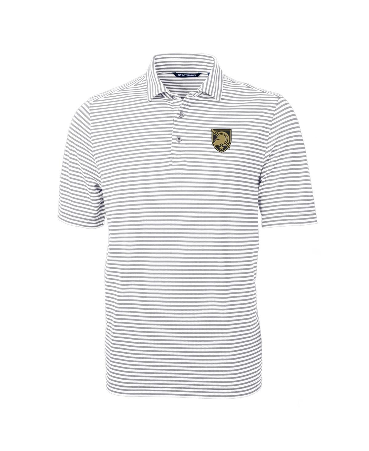 Cutter & Buck Men's Gray Army Black Knights Virtue Eco Pique Stripe Drytec Polo In Gray