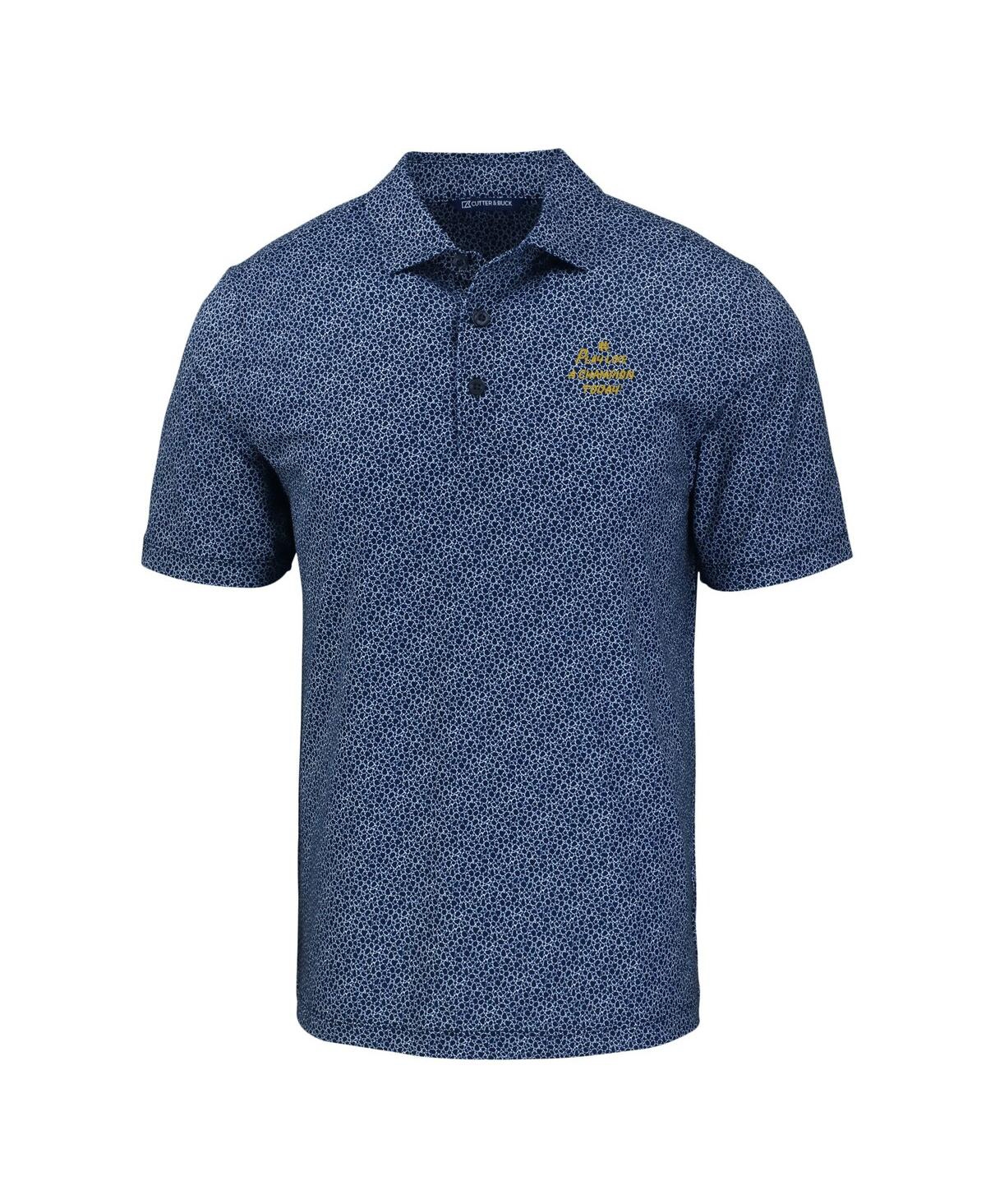 Cutter & Buck Men's Notre Dame Fighting Irish Play Like A Champion Today Pike Eco Pebble Print Stretch Polo In Navy,white