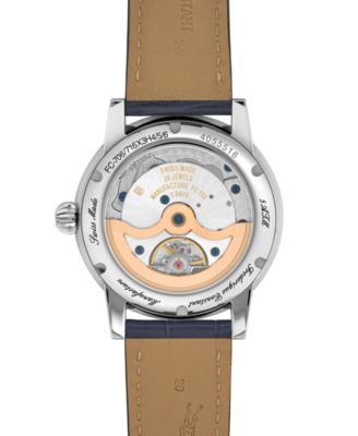 Men's Swiss Automatic Classic Moonphase Date Manufacture Blue Leather Strap Watch 40mm