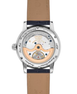 Men's Swiss Automatic Classic Date Manufacture Blue Leather Strap Watch 40mm