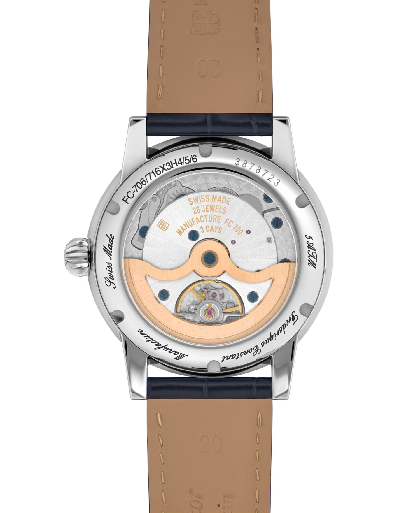 Мужские часы Frederique Constant Swiss Automatic Classic Date Manufacture Blue Leather Strap Watch 40mm — фото 3