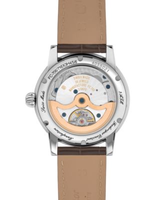 Men's Swiss Automatic Classic Date Manufacture Brown Leather Strap Watch 40mm