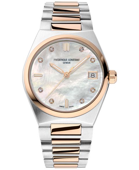 Женские часы Frederique Constant Swiss Highlife Diamond (0.04 ct. t.w.) Two-Tone Stainless Steel Bracelet Watch 31mm
