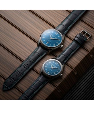 Men's Swiss Automatic Runabout Blue Leather Strap Watch 42mm