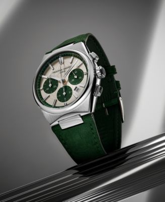 Men's Swiss Automatic Chronograph Highlife Green Leather Strap Watch 41mm