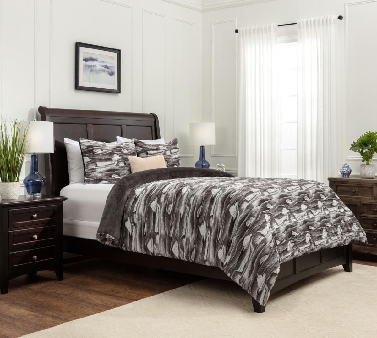 Chanasya Premium Faux Fur Duvet Cover Set