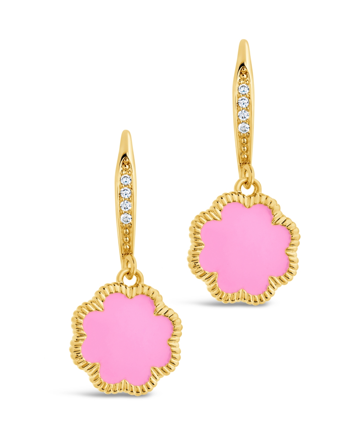 Shop Sterling Forever Rose Petal Short Drop Earrings In Gold,pink Enamel