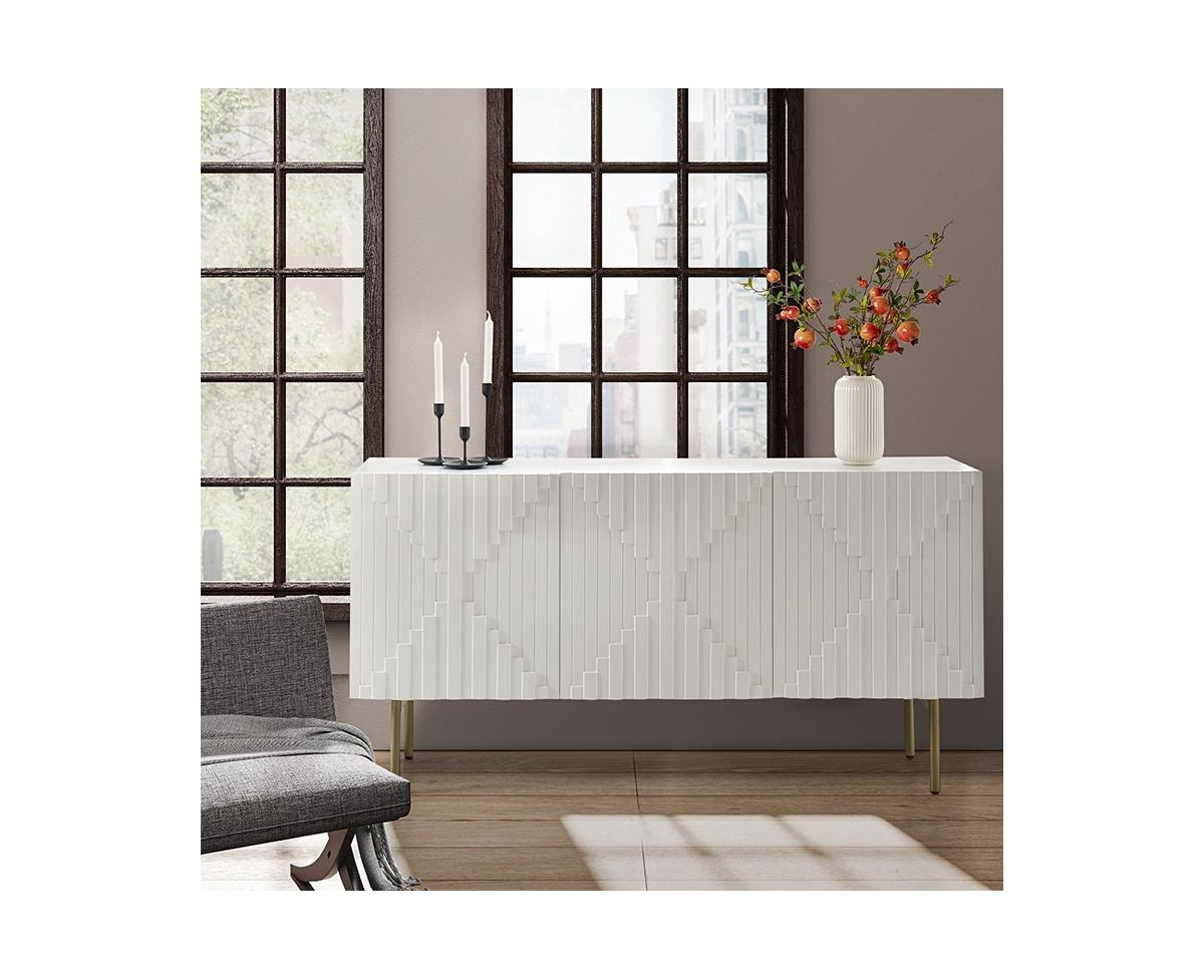 Hulala Home Reginald Modern Wide Sideboard with Adjustable Feet and Cable Management