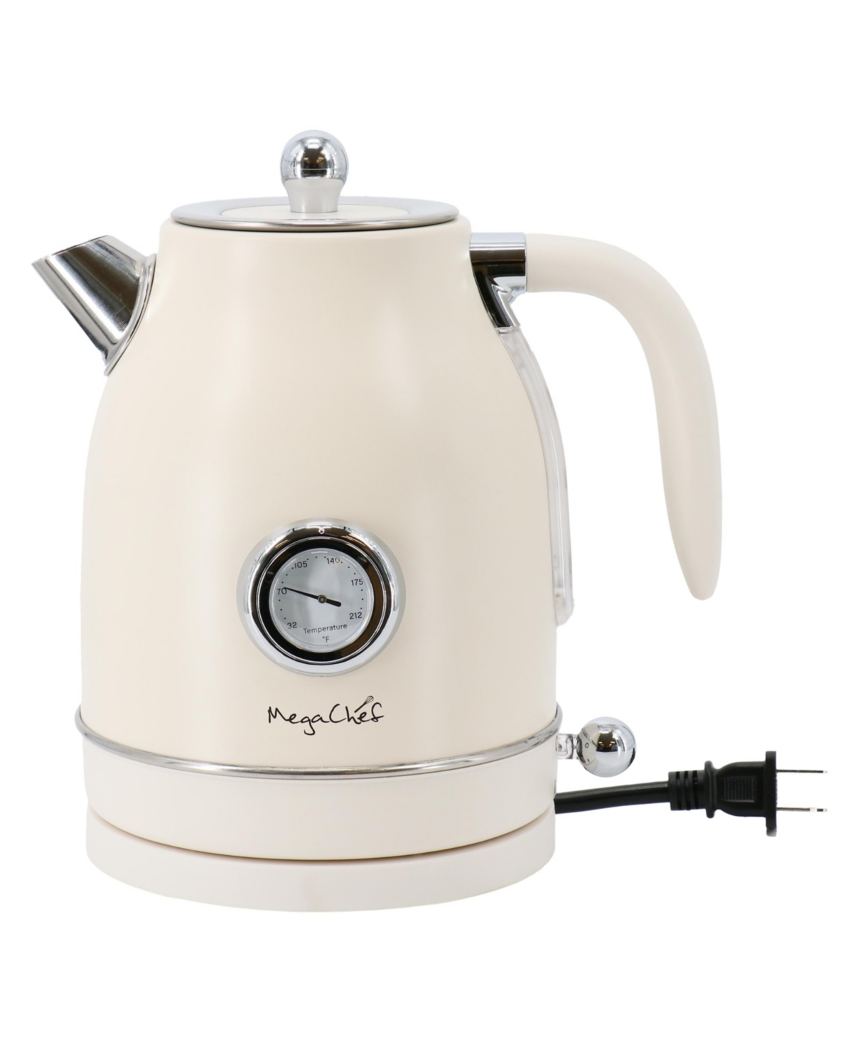 MegaChef 1.7 Quart Electric Tea Kettle and 2 Slice Toaster Combo in Matt Cream