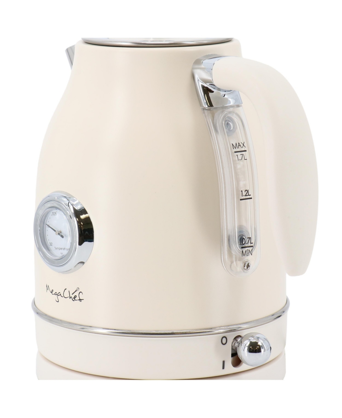 MegaChef 1.7 Quart Electric Tea Kettle and 2 Slice Toaster Combo in Matt Cream