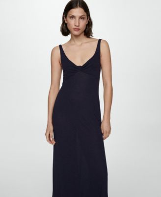 mango linen dress with knot detail Lyocell dress with knot detail