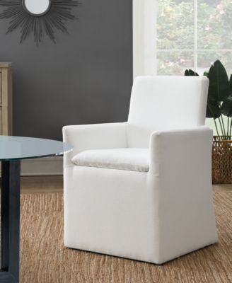 36" Wood Mara Stain-Resistant Fabric Dining Armchair