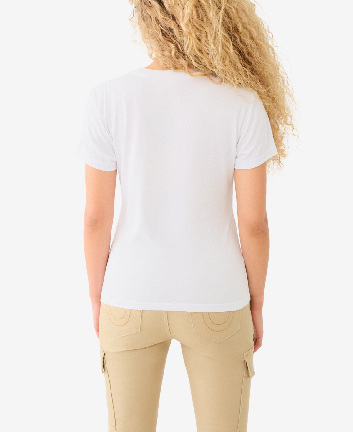 True Religion Women's Crystal Arch Logo Slim Crew Neck Tee