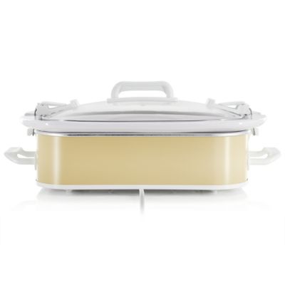 3.5 Quart Casserole Slow Cooker with 3 Temperature Settings in Cream