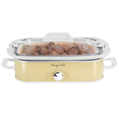 3.5 Quart Casserole Slow Cooker with 3 Temperature Settings in Cream