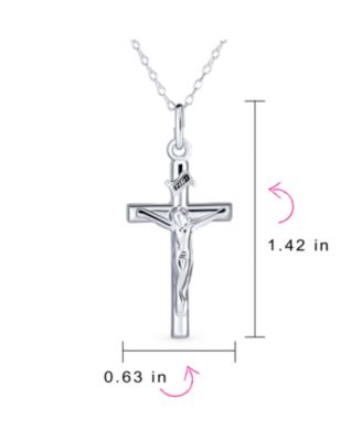 Christian Catholic Religious Jesus Inri Crucifix Cross Pendant Necklace Sterling Silver 1.25 Inch