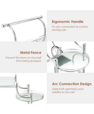 Kitchen Rolling Bar Cart with Tempered Glass Suitable for Restaurant and Hotel